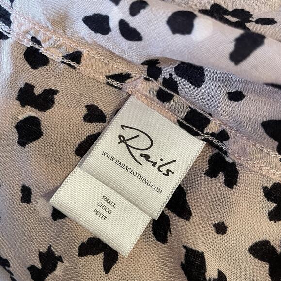 Rails Anna Rose Pink Black Cheetah Long Sleeve Button Front Shirt Blouse S 2 4 - Picture 5 of 14